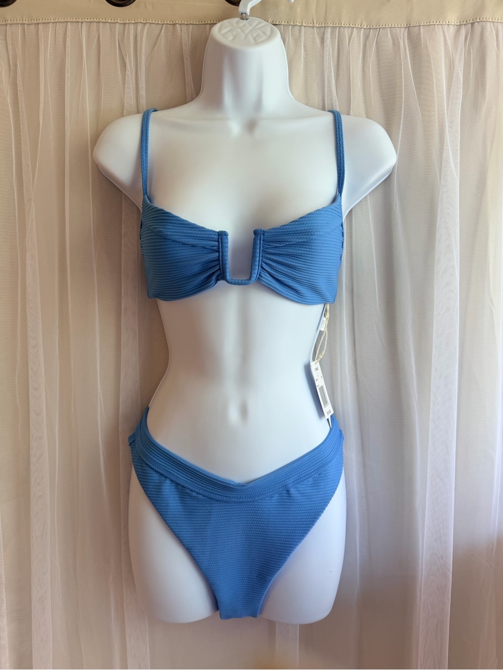 l*space Blue Textured U-Bar Bikini Set